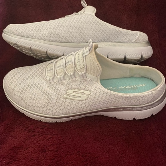 Skechers Women's White Slip-On Sneakers - Picture 6 of 7